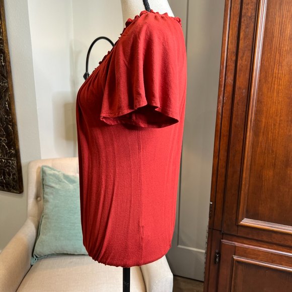 Dante Malan Short Sleeve Scoop Neck Elastic Hem Top Burnt Orange Small - Picture 4 of 7